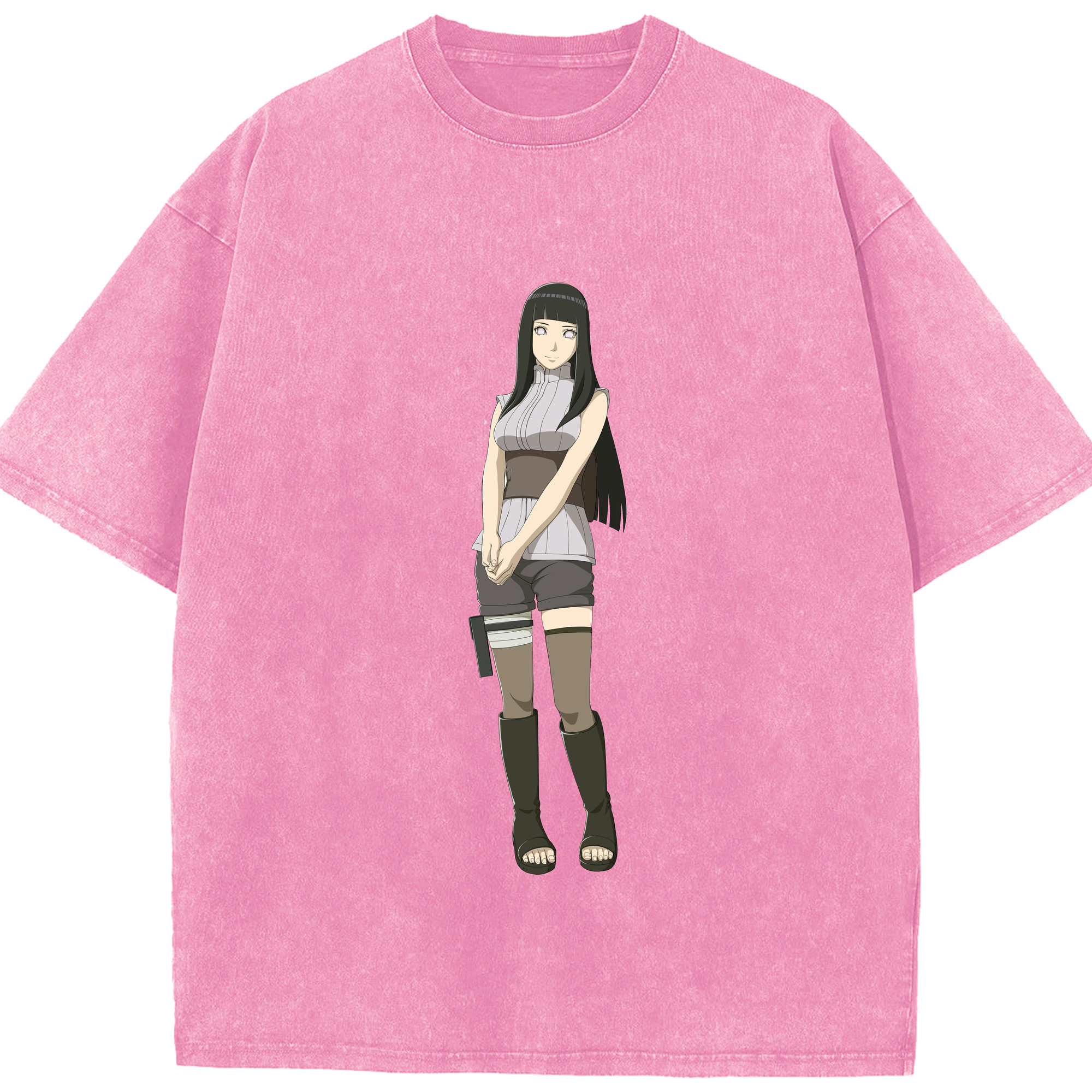 （画像用） NARUTO -ナルト- 日向ヒナタ Hyūga Hinata 綿100% ヴィンテージ風 半袖Tシャツ（フロントプリント）